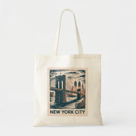 New York City Brooklyn Bridge Bold Retro Skyline Tygkasse
