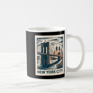 New York City Brooklyn Bridge Djärv Retro Skyline Kaffemugg