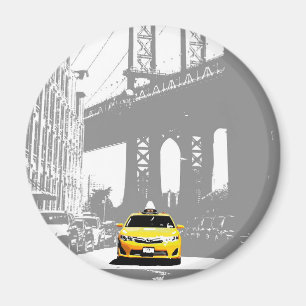 New York City Brooklyn Bridge Gult Taxi Nyc Magnet