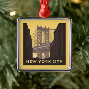 New York City Brooklyn Bridge Julgransprydnad Metall