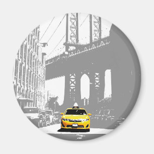 New York City Brooklyn Bridge Nyc Gult Taxi Magnet