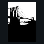 New York City Brooklyn Bridge Silhouette Pop Art Poster<br><div class="desc">Black & White Artistic New York City Natt Digital Image - USA:s huvudstäder</div>