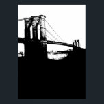 New York City Brooklyn Bridge Silhouette Pop Art Poster<br><div class="desc">Black & White Artistic New York City Natt Digital Image - USA:s huvudstäder</div>
