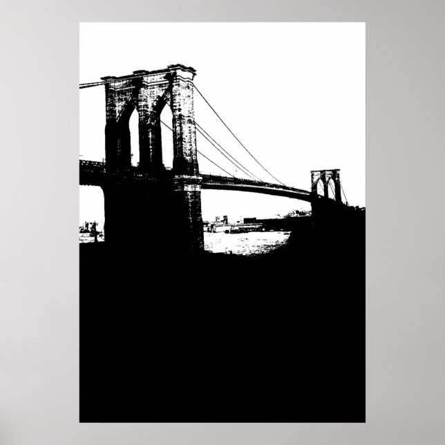 New York City Brooklyn Bridge Silhouette Pop Art Poster (Framsidan)