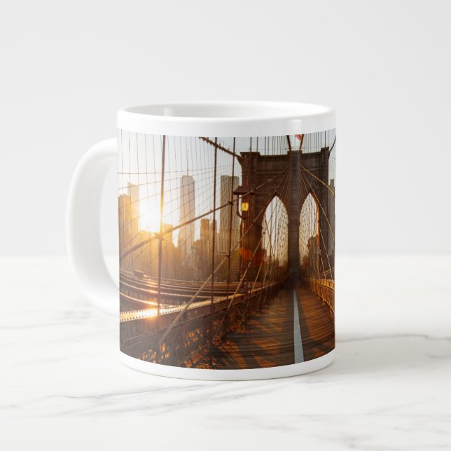 New York City Brooklyn Bridge Sunrise Jumbo Mugg (Framsida vänster)