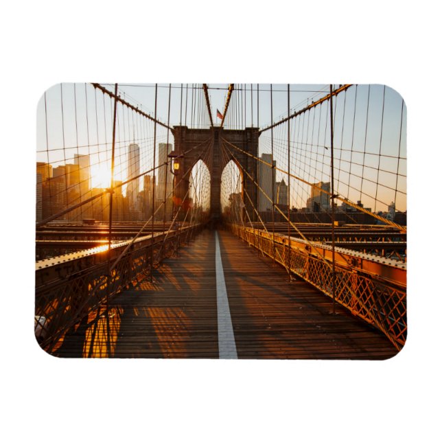 New York City Brooklyn Bridge Sunrise Magnet (Horisontell)