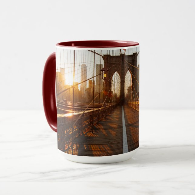 New York City Brooklyn Bridge Sunrise Mugg (Framsida vänster)