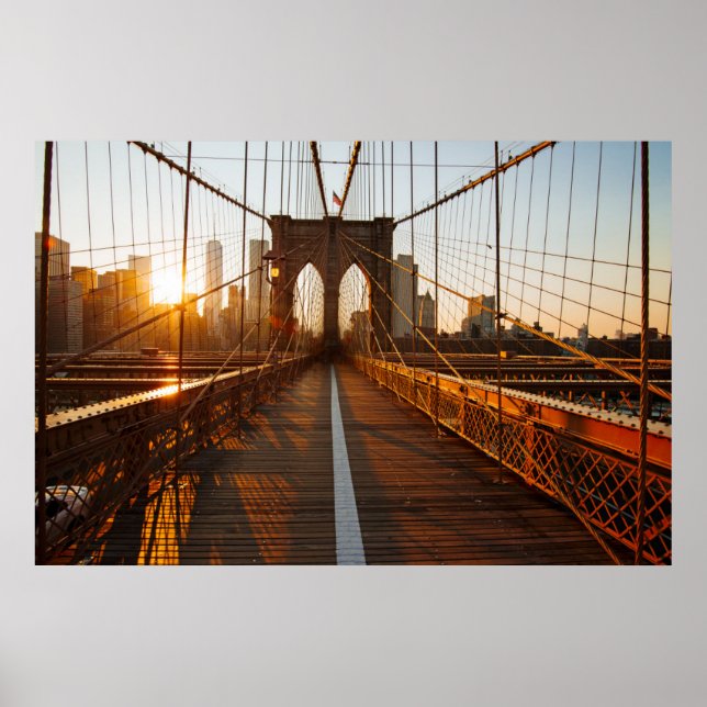 New York City Brooklyn Bridge Sunrise Poster (Framsidan)
