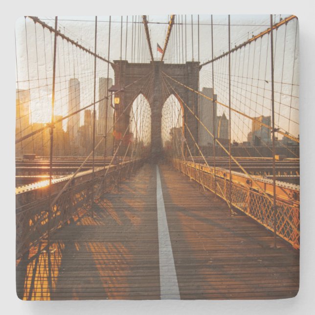New York City Brooklyn Bridge Sunrise Stenunderlägg (Framsidan)
