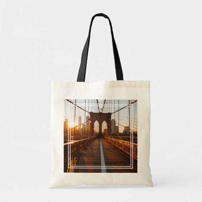 New York City Brooklyn Bridge Sunrise Tygkasse (Framsidan)