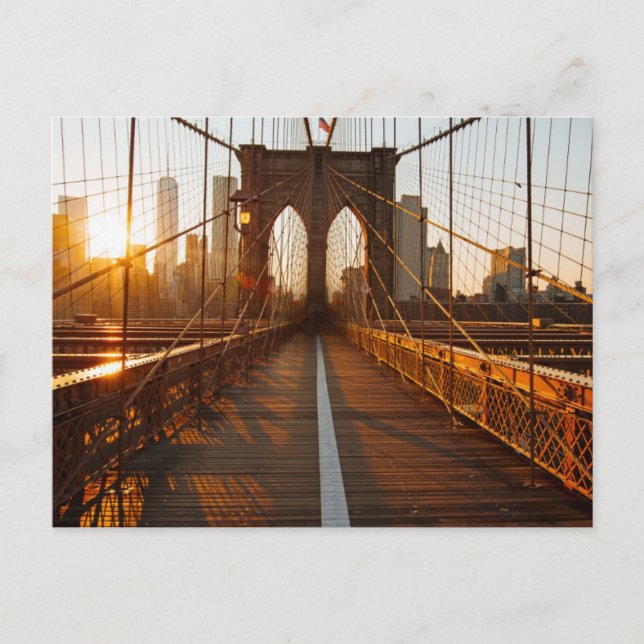 New York City Brooklyn Bridge Sunrise Vykort (Framsida)