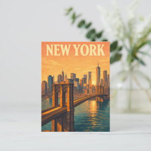 New York City Brooklyn Bridge Vintage Resor</s> -> Vykort