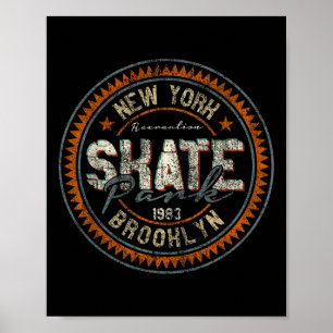 New York City Brooklyn Skate Skateboard Gammal Sti Poster