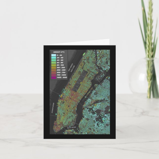 New York City Byggnad Height Karta Sticker Kort (Framsida)