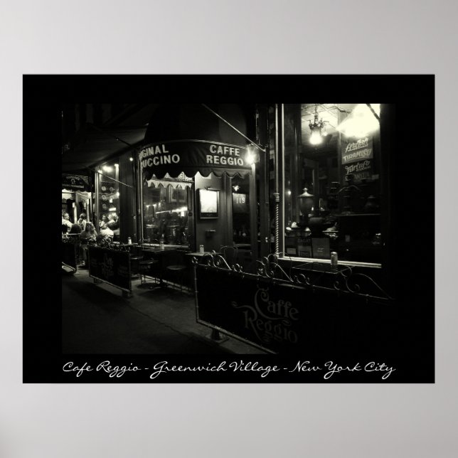 New York City - Cafe Reggio - Greenwich Village Poster (Framsidan)