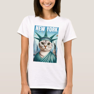 New York City Cat Frihetsgudinnan T-Shirt - Roligt