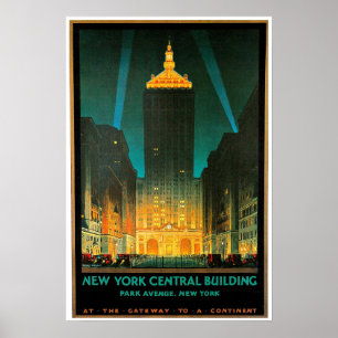 New York City Central Byggnad Travel Art Poster
