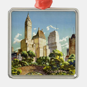 New York City Central Park Vintage affisch Julgransprydnad Metall