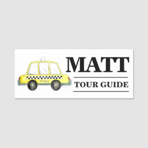 New York City Checkated Gult Taxi Cab NYC Namnbricka