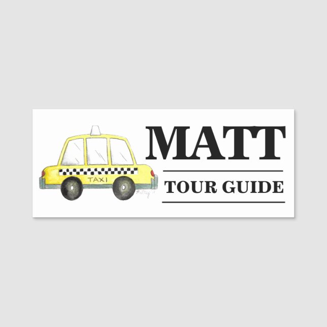 New York City Checkated Gult Taxi Cab NYC Namnbricka (Framsida)