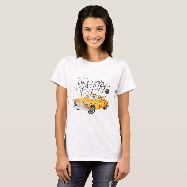 New York City Checker Cab T Shirt (Hel framsida)