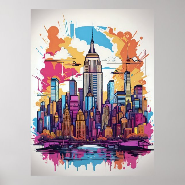 New York City Cityscape Landcape Poster (Framsidan)