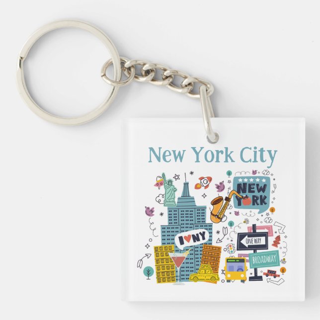 New York City Colorful Stil Keychain (Framsidan)