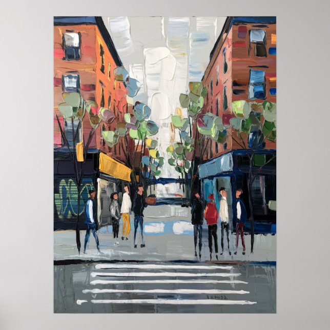New York City Crosswalk Impasto-målning Poster (Framsidan)