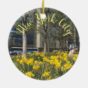 New York City Daffodils Columbus Circle NYC Vår Julgransprydnad Keramik