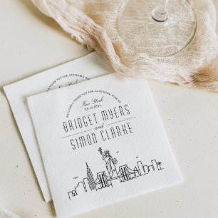 New York City Deco Skyline Bröllop Event Napkins Pappersservett
