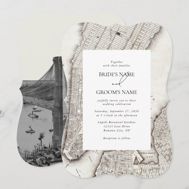 New York City Destination NYC Bröllop Inbjudningar (Fram/baksida)