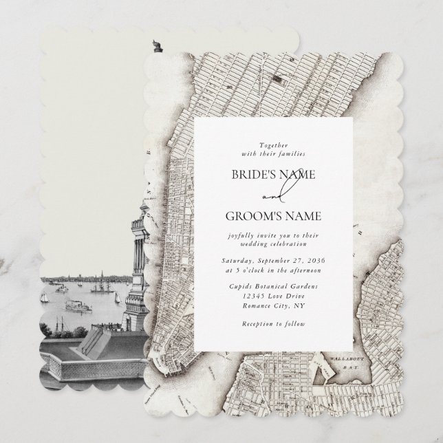 New York City Destination NYC Bröllop Inbjudningar (Fram/baksida)