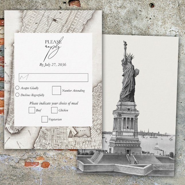 New York City Destination NYC Bröllop OSA Kort (New York City Destination NYC Wedding RSVP Card)