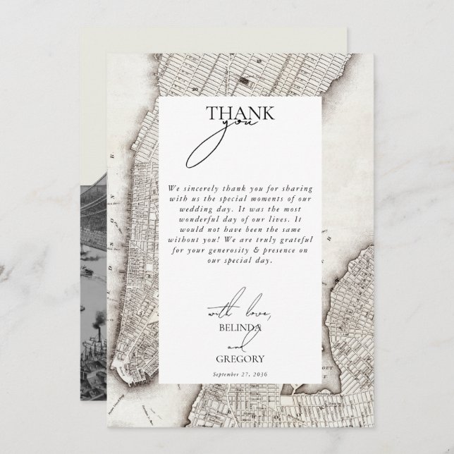 New York City Destination NYC Bröllop Tack Kort (Fram/baksida)