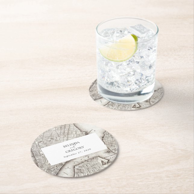 New York City Destination NYC Bröllop Underlägg Papper Rund (Insitu)