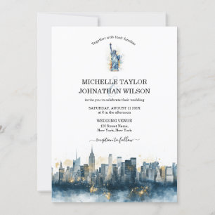 New York City Destination Wedding Watercolor Inbjudningar
