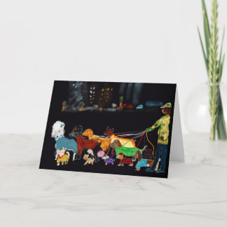 New York City dog med hundar i jackar Helgkort
