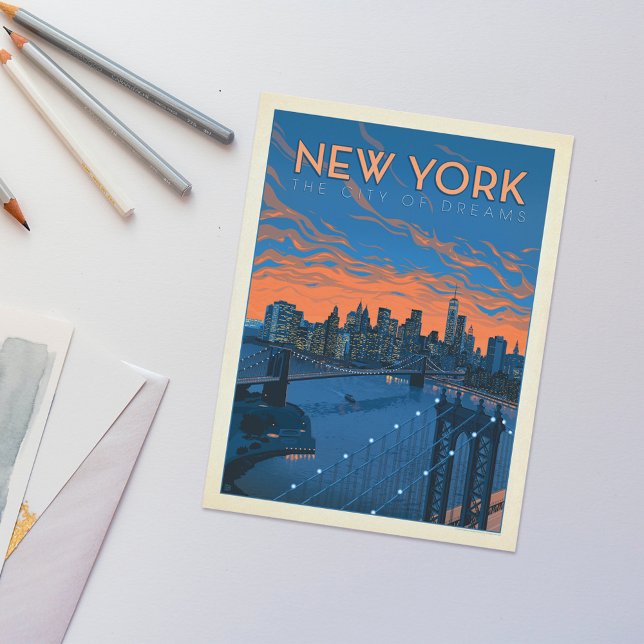 New York City | Dreams stad Vykort (Postcard on table)