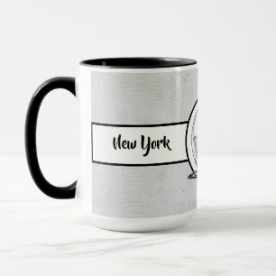 New York City Elegant linen Ringer 15oz Mugg