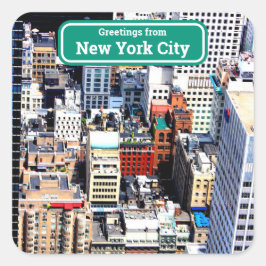 New York City-färgat, modernt, konstnärligt vykort Fyrkantigt Klistermärke