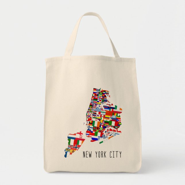 New York City Flaggor Tote Bag Tygkasse (Framsidan)