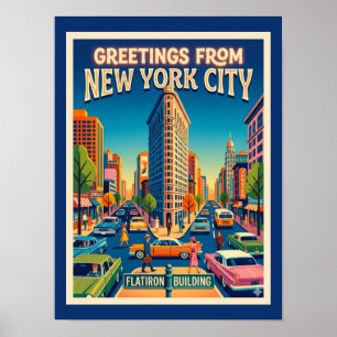 New York City Flatiron Building Vintage Stil Poster