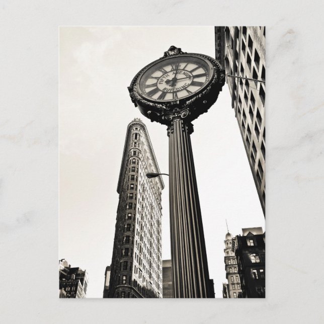 New York City - Flatiron Byggnad and Clock Vykort (Framsida)