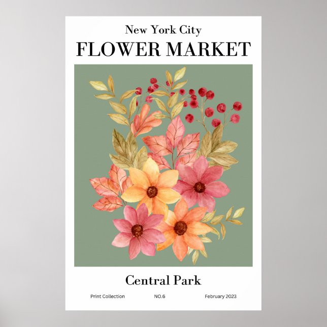 New York City Flower Market Central Park Poster (Framsidan)