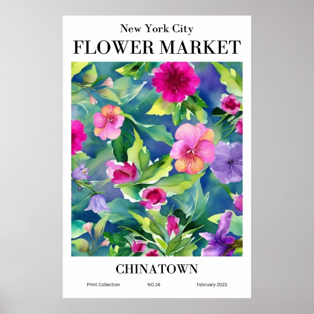 New York City Flower Market Chinatown Poster (Framsidan)