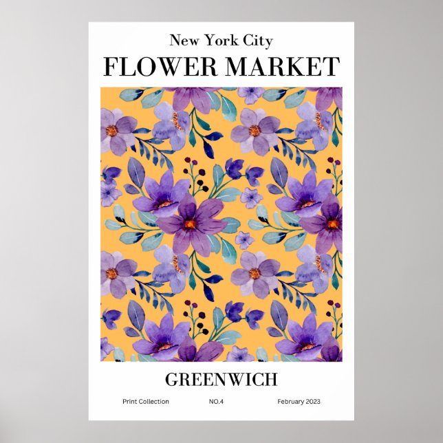 New York City Flower Market Greenwich Poster (Framsidan)