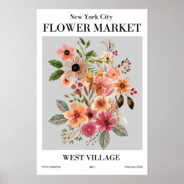 New York City Flower Market Väster Village Poster