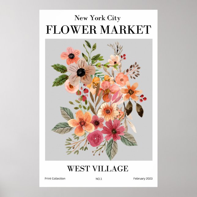 New York City Flower Market Väster Village Poster (Framsidan)