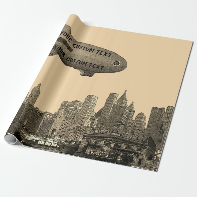 NEW YORK CITY för KONST30-talLITET LUFTSKEPP Presentpapper (Utrullad)