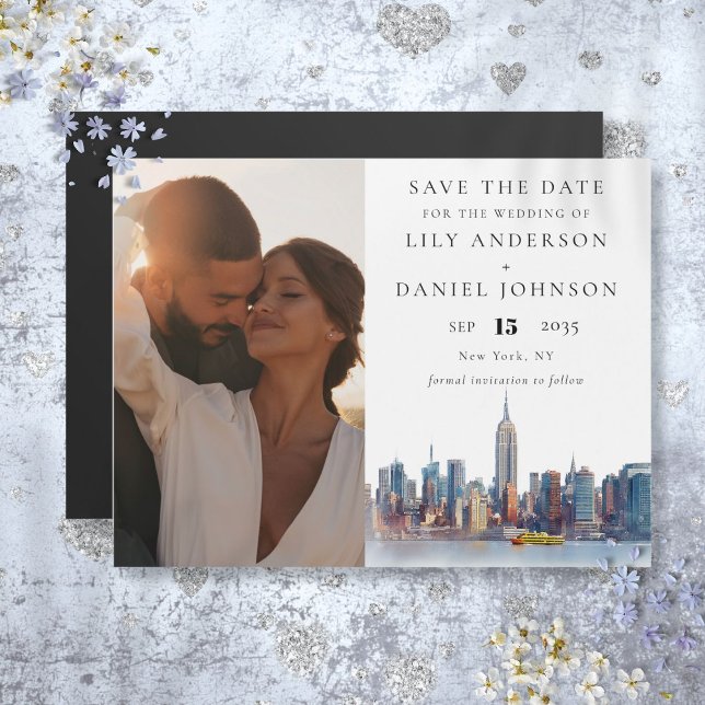New York City Foto Bröllop Spara Datum Magnetisk Inbjudningskort (New York City Photo Wedding Save The Date Magnetic Invitation)